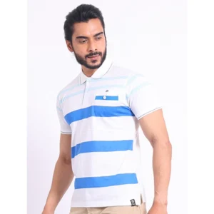 Men's Casual Cotton Printed Polo Neck Half Sleeve T-Shirt (White) - Image 4