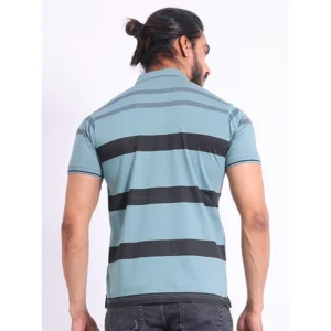 Men's Casual Cotton Printed Polo Neck Half Sleeve T-Shirt (Green) - Image 2