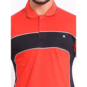 Men's Casual Cotton Printed Polo Neck Half Sleeve T-Shirt (Red) - Image 6