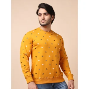 Men's Casual Cotton Printed Round Neck Full Sleeve Sweat T-Shirt (Mustard) - Image 4