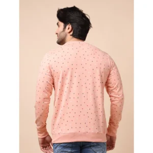 Men's Casual Cotton Printed Round Neck Full Sleeve Sweat T-Shirt (Peach) - Image 2