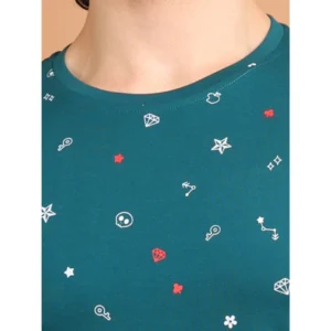 Men's Casual Cotton Printed Round Neck Half Sleeve T-Shirt (Green) - Image 6