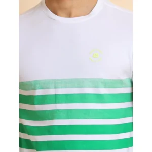 Men's Casual Cotton Printed Round Neck Half Sleeve T-Shirt (Green) - Image 5
