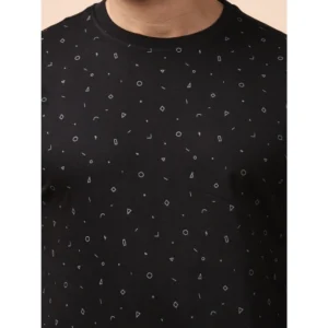 Men's Casual Cotton Printed Round Neck Full Sleeve Sweat T-Shirt (Black) - Image 6