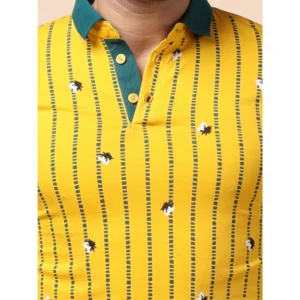 Men's Casual Cotton Printed Polo Neck Half Sleeve T-Shirt (Yellow) - Image 6