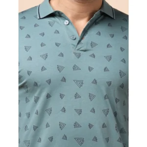 Men's Casual Cotton Printed Polo Neck Half Sleeve T-Shirt (Grey) - Image 6