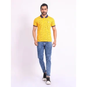 Men's Casual Cotton Printed Polo Neck Half Sleeve T-Shirt (Turmeric) - Image 7