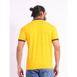 Men's Casual Cotton Printed Polo Neck Half Sleeve T-Shirt (Turmeric) - Image 2