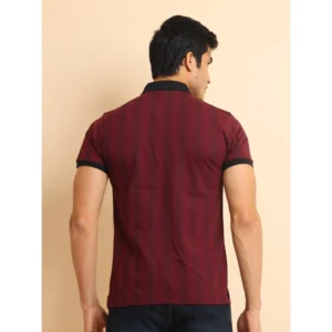 Men's Casual Cotton Printed Polo Neck Half Sleeve T-Shirt (Plum) - Image 2