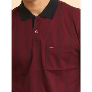 Men's Casual Cotton Printed Polo Neck Half Sleeve T-Shirt (Plum) - Image 6