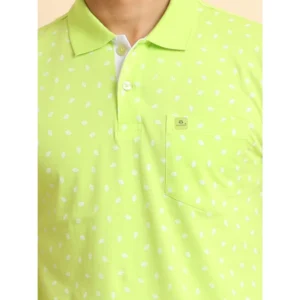 Men's Casual Cotton Printed Polo Neck Half Sleeve T-Shirt (Green) - Image 6