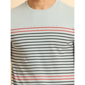 Men's Casual Cotton Printed Round Neck Half Sleeve T-Shirt (Grey) - Image 6
