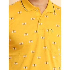 Men's Casual Cotton Printed Polo Neck Half Sleeve T-Shirt (Mustard) - Image 6