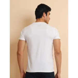 Men's Casual Cotton Printed Round Neck Half Sleeve T-Shirt (Red) - Image 2