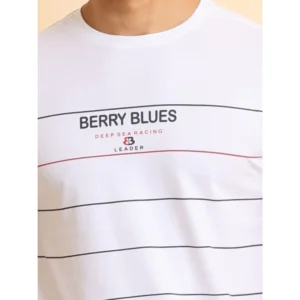 Men's Casual Cotton Printed Round Neck Half Sleeve T-Shirt (White) - Image 6