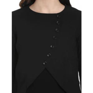 Women's Polyester Diagonal Cut Long Sleeves Blazer (Black) - Image 2