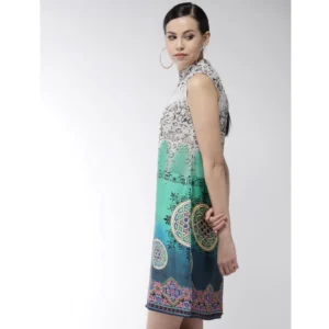 Women's Polyester Printed Sleeveless Above Knee Dress (Multicolor) - Image 3
