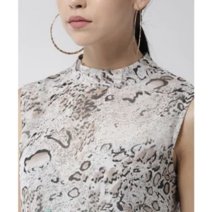 Women's Polyester Printed Sleeveless Above Knee Dress (Multicolor) - Image 2
