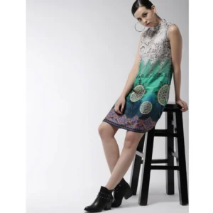 Women's Polyester Printed Sleeveless Above Knee Dress (Multicolor) - Image 5