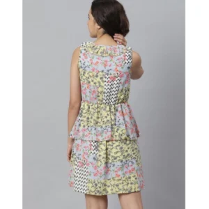 Women's Polyester Peplum Sleeveless Above Knee Dress (Multicolor) - Image 6