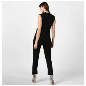 Women's Polyester Embellished Sleeveless Jumpsuit (Black) - Image 5
