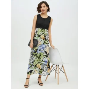 Women's Rayon Floral Sleeveless Calf-length Dress (Multicolor) - Image 6
