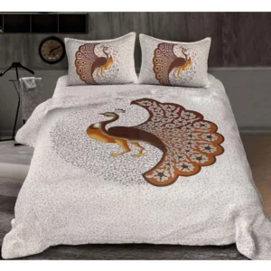 Cotton Printed Queen Size Bedsheet With 2 Pillow Covers (White, 90x100 Inch) - Image 2