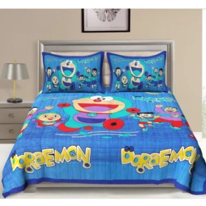 Cotton Printed Queen Size Bedsheet With 2 Pillow Covers (Blue, 90x100 Inch) - Image 2