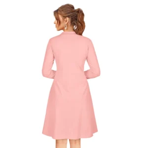 Women's Knitting stretchable Solid Round Neck Full Sleeve Dress (Peach) - Image 5