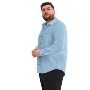 Mens Casual Cotton Solid Full Sleeve Shirt (Sky) - Image 5