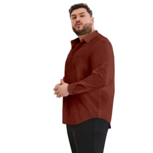 Mens Casual Cotton Solid Full Sleeve Shirt (Maroon) - Image 3