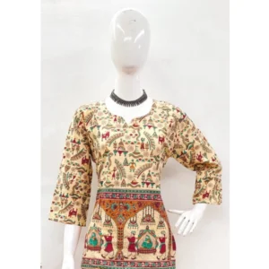 Generic Women's Cotton Jaipuri Printed 3-4th Sleeve Co ord Set (Multicolor) - Image 3
