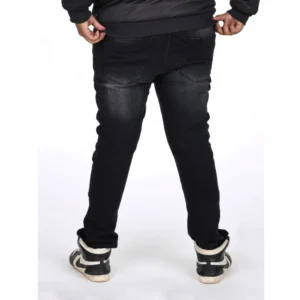 Men's Cotton Blended Solid Plus Size Jeans (Black) - Image 4