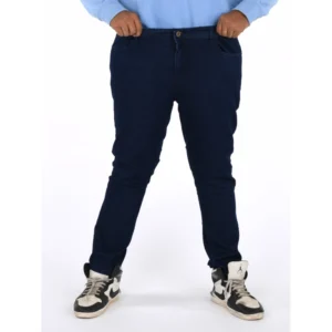 Men's Cotton Blended Solid Plus Size Jeans (Dark Blue) - Image 3
