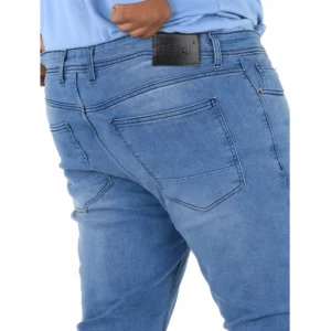 Men's Cotton Blended Solid Plus Size Jeans (Blue) - Image 3