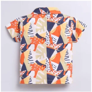 Boy's Lycra Blend Printed Short Sleeve Shirt and Shorts Set (MultiColor) - Image 3