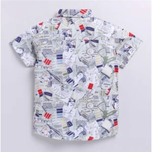 Boy's Cotton Blend Printed Short Sleeve Shirt (MultiColor) - Image 4