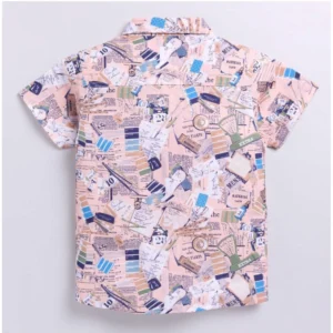 Boy's Cotton Blend Printed Short Sleeve Shirt (MultiColor) - Image 3