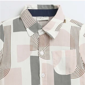 Boy's Cotton Blend Printed Short Sleeve Shirt (MultiColor) - Image 3