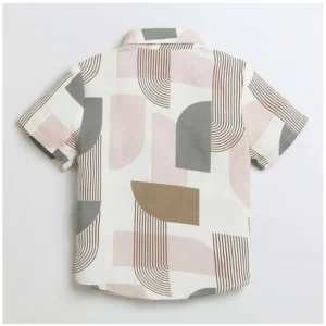 Boy's Cotton Blend Printed Short Sleeve Shirt (MultiColor) - Image 4