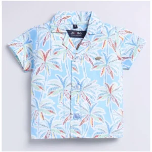 Boy's Lycra Blend Printed Short Sleeve Shirt and Shorts Set (MultiColor) - Image 3