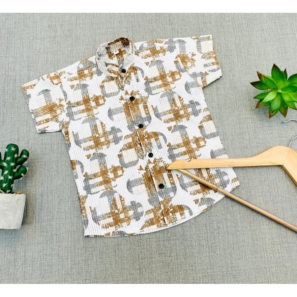 Boy's Cotton Blend Printed Short Sleeve Shirt (MultiColor)