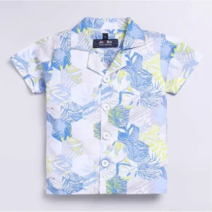 Boy's Cotton Blend Printed Short Sleeve Shirt and Shorts Set (MultiColor) - Image 4