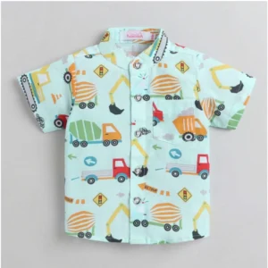 Boy's Cotton Blend Printed Short Sleeve Shirt and Shorts Set (MultiColor) - Image 4