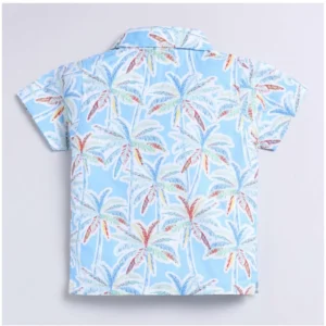Boy's Lycra Blend Printed Short Sleeve Shirt and Shorts Set (MultiColor) - Image 4