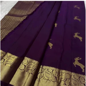Women's Silk Printed Saree With Unstitched Blouse 5.5Mtr (Wine) - Image 2