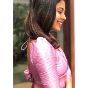 Women's Silk Printed Saree With Unstitched Blouse 5.5Mtr (Pink) - Image 3