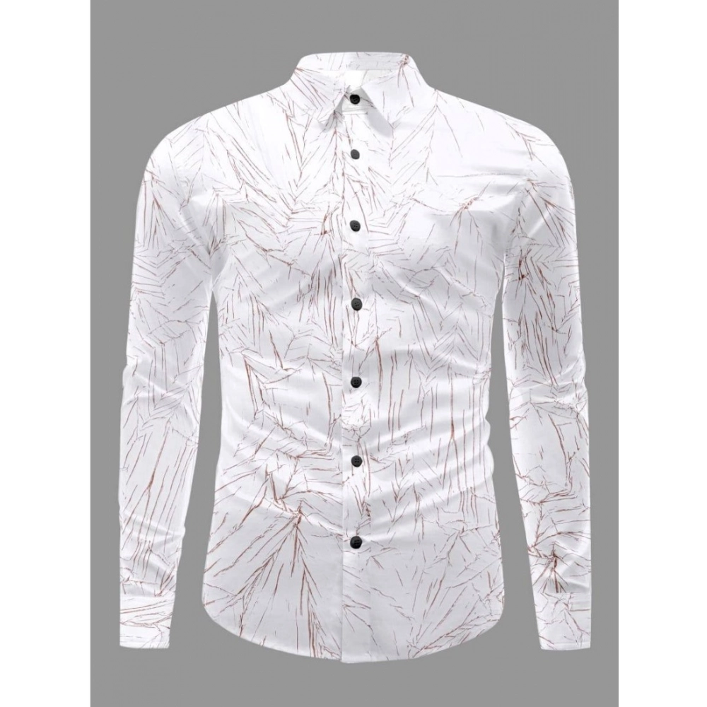 Men's Casual PollyCotton Textured Full Sleeve Collar Shirt (Brown)