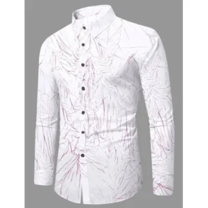 Men's Casual PollyCotton Textured Full Sleeve Collar Shirt (Pink) - Image 3