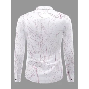Men's Casual PollyCotton Textured Full Sleeve Collar Shirt (Pink) - Image 4